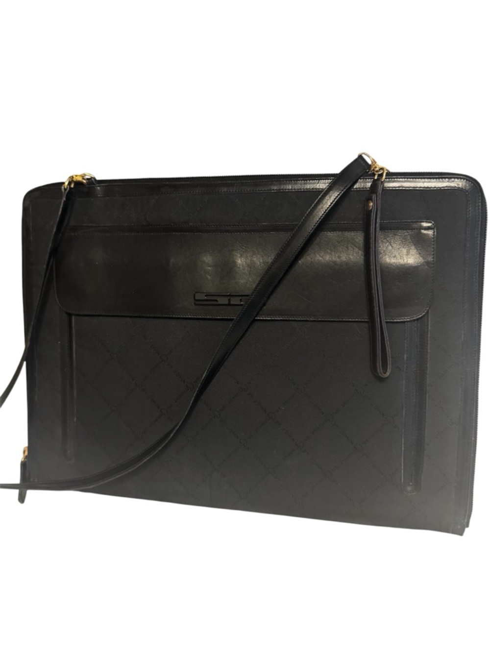 VTG St John Black Portfolio Briefcase w/ Crossbody & Wristlet - Picture 1 of 7